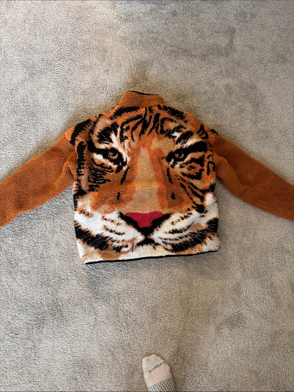 Men's Orange Tiger Graphic Sherpa Jacket